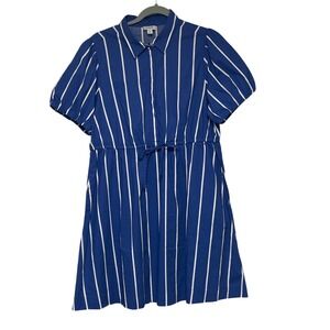 J.Crew Royal Blue Stripe Short Sleeve Shirt Dress Women's 12